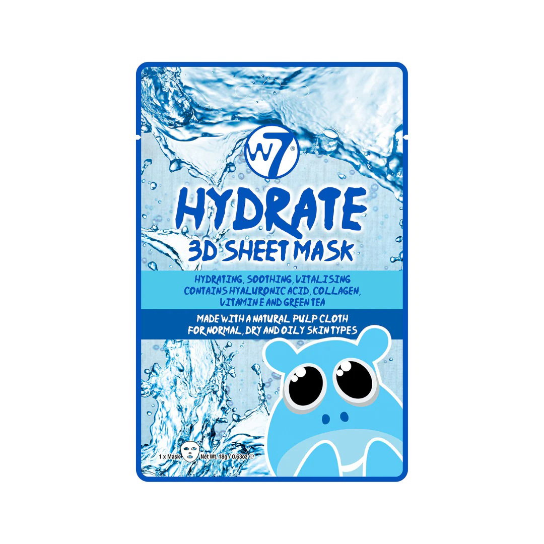 W7, Hydrate 3D, Revitalizing, Sheet Mask, For Face, 18 g